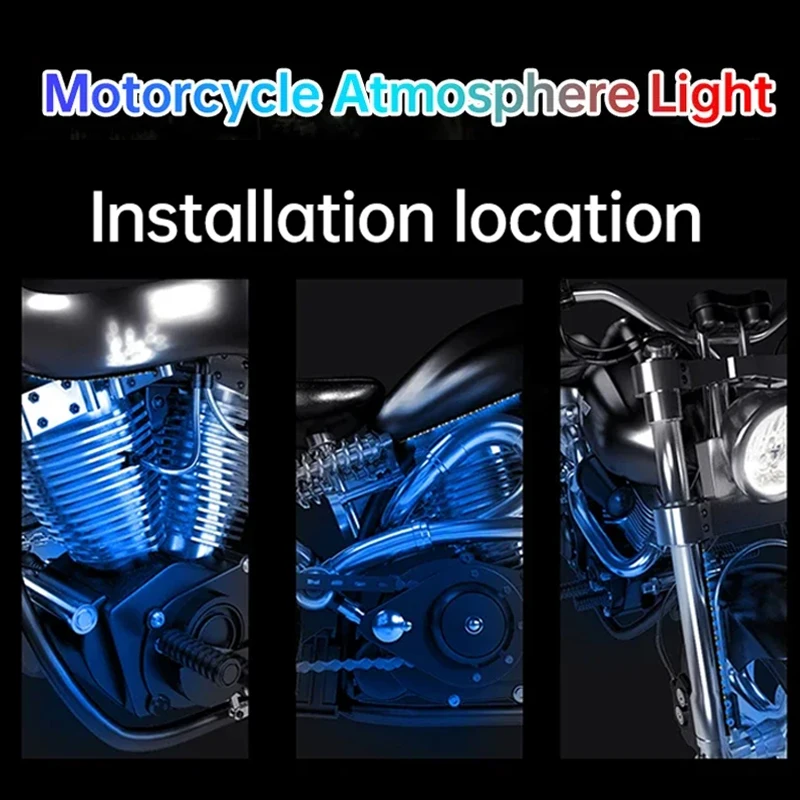 Motorcycle Car Atmosphere Foot Light RGB APP LED Remote Control Flexible Waterproof Sound Control 12V Moto Decorative Lamp Strip