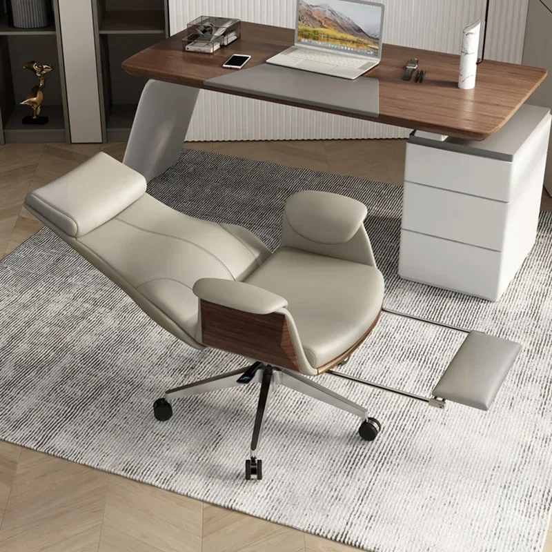 Leather Lie Down Office Chair Computer Large Class Business Sedentary Waist Office Chair Study Turn Sedia Ergonomica Furniture