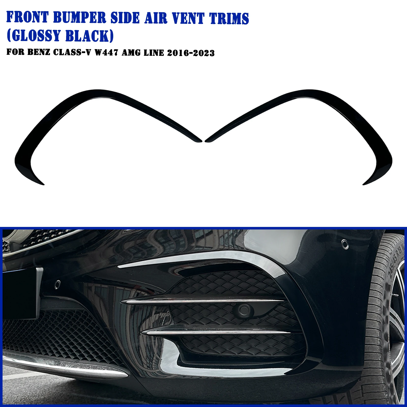 

2 шт. передний бампер, боковой спойлер, крышка Canard, накладка, вентиляционное отверстие, сплиттер для Mercedes Benz V Class W447 AMG Line 2016-2023