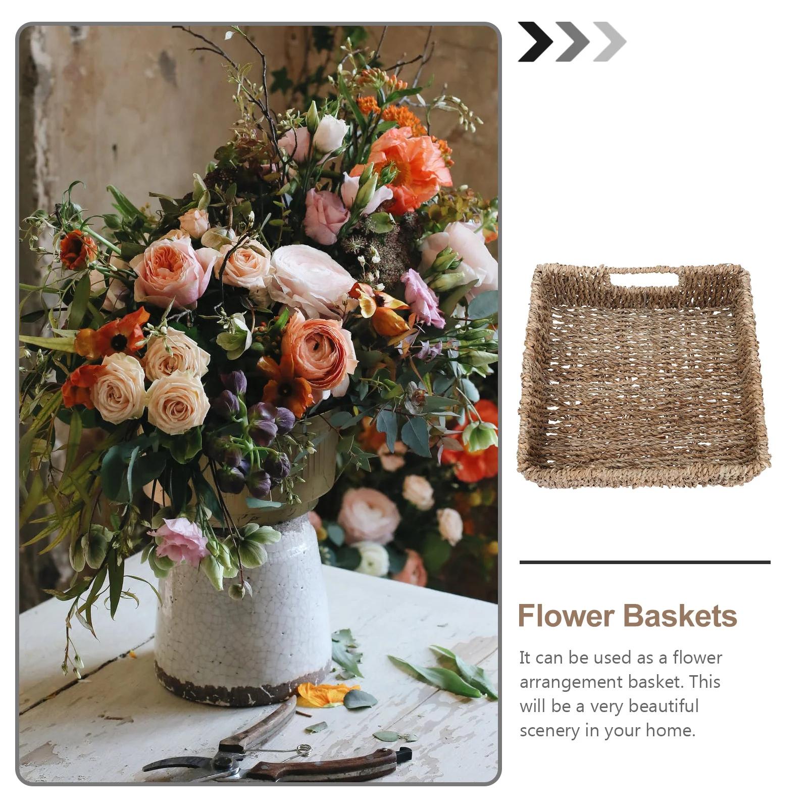 

Seagrass Storage Basket H woven Flower Arrangement Wedding Home Decor Premium Straw Plant St Elegant Natural Storage Solution