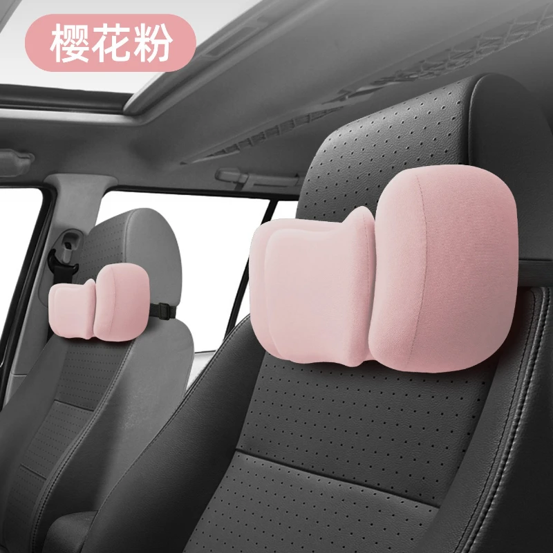 Pair of Car Neck Head Pillows Soft Inner Core Cervical Support Cushions Universal for All Seasons Vehicle Seat Travel Driving