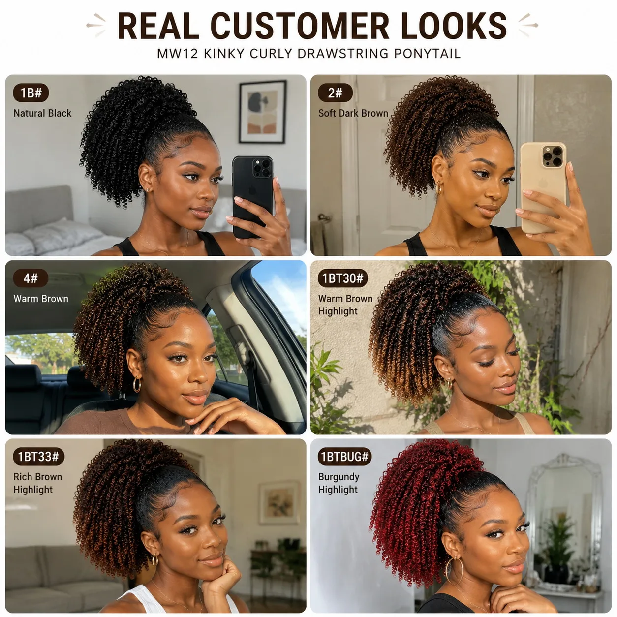 Kinky Curly Drawstring Pferdeschwanz Afro Puff Haarverlängerung Synthetische Krause Textur Hochtemperaturfaser Natürlicher Look für Schwarze Frauen – Detail 6