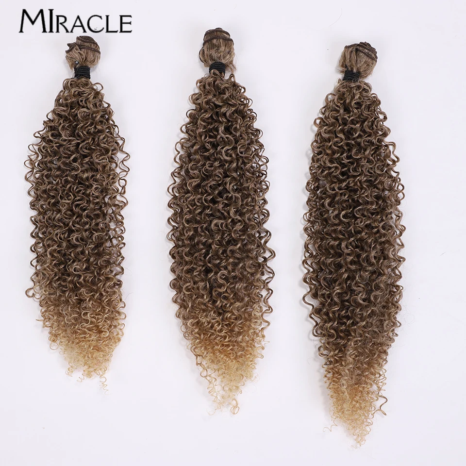 MILAGRE-Extersões Encaracoladas Sintéticas Para Mulheres, Pacotes De Fibra, Hairpiece Marrom, Trança Omber, 22 ", 24", 26 ", Conjunto De 6Pc