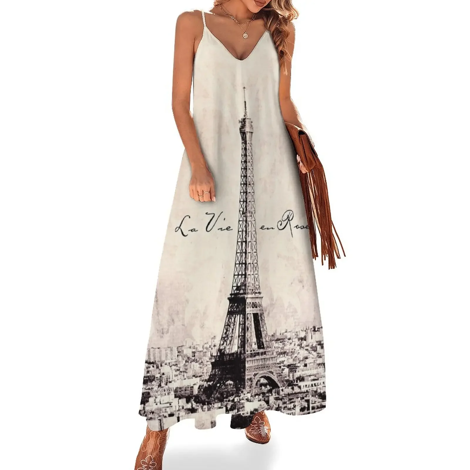 

la Vie en Rose vintage Sleeveless Dress Beachwear summer dress women 2025 Dress