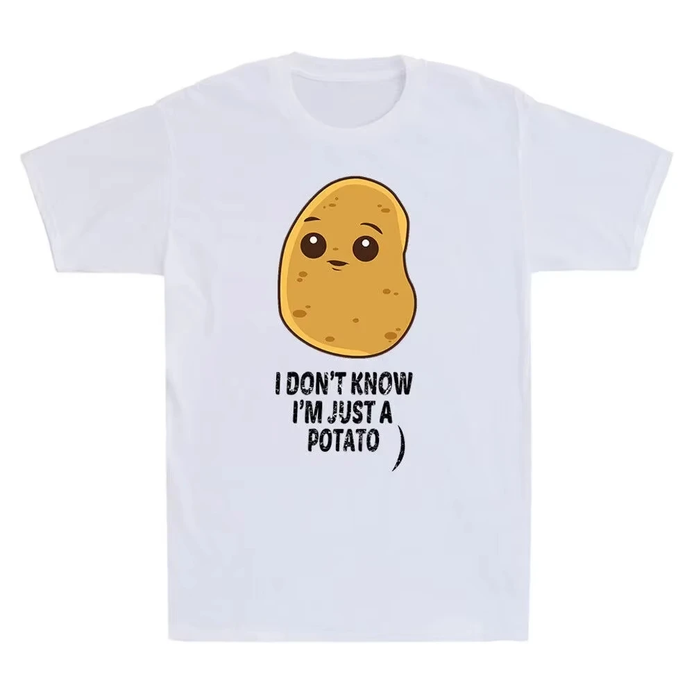 

Картофель, я не знаю, я просто картофельная еда, овощи, забавный мем, мужская хлопковая футболка, летние топы с короткими рукавами