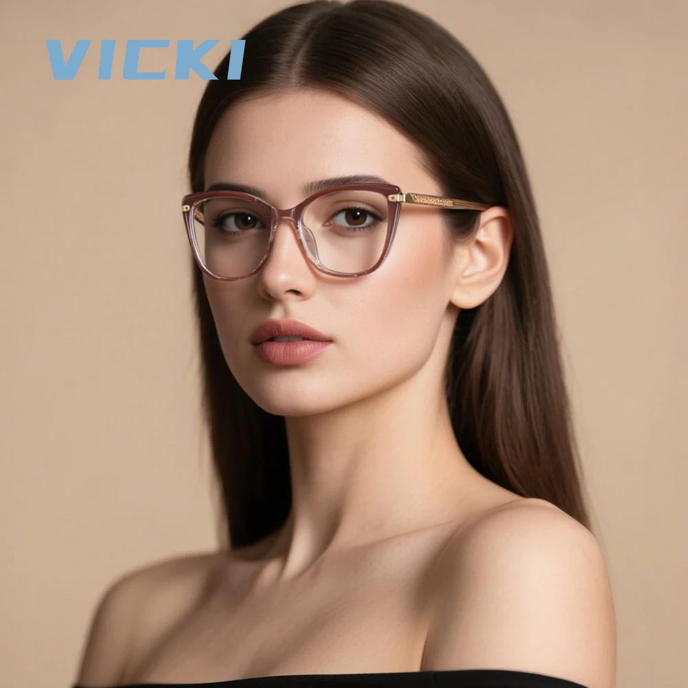 VICKI Women's Retro Butterfly Sunglasses Anti-blue Light Glasses Customizable Prescription Photochromic Multifocal 82007