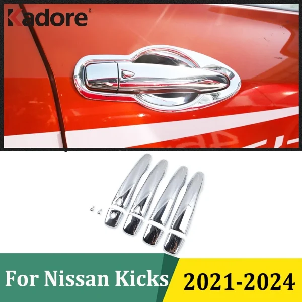 

For Nissan Kicks 2021 2022 2023 2024 ABS Chrome Side Door Handle Covers Trim Exterior Car-styling Sticker Accessories