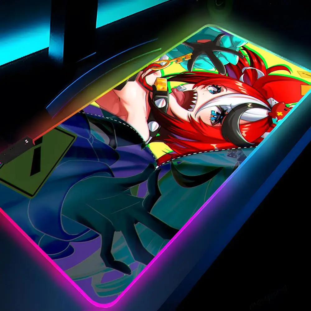 Hololive Hakos Baelz Mouse Pad Gaming LED 700x300 Mouse Mat Mousemats Table Pads PC Desk Mat RGB Keyboard Mat Birthday XXL