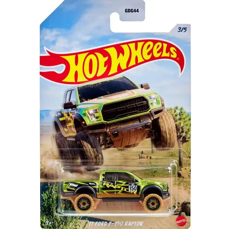 Original Hot Wheels Alloy Model Desert Pull Theme Toyota Off-road Custom Ford Car Boys Toys for Children Simulation Automobile