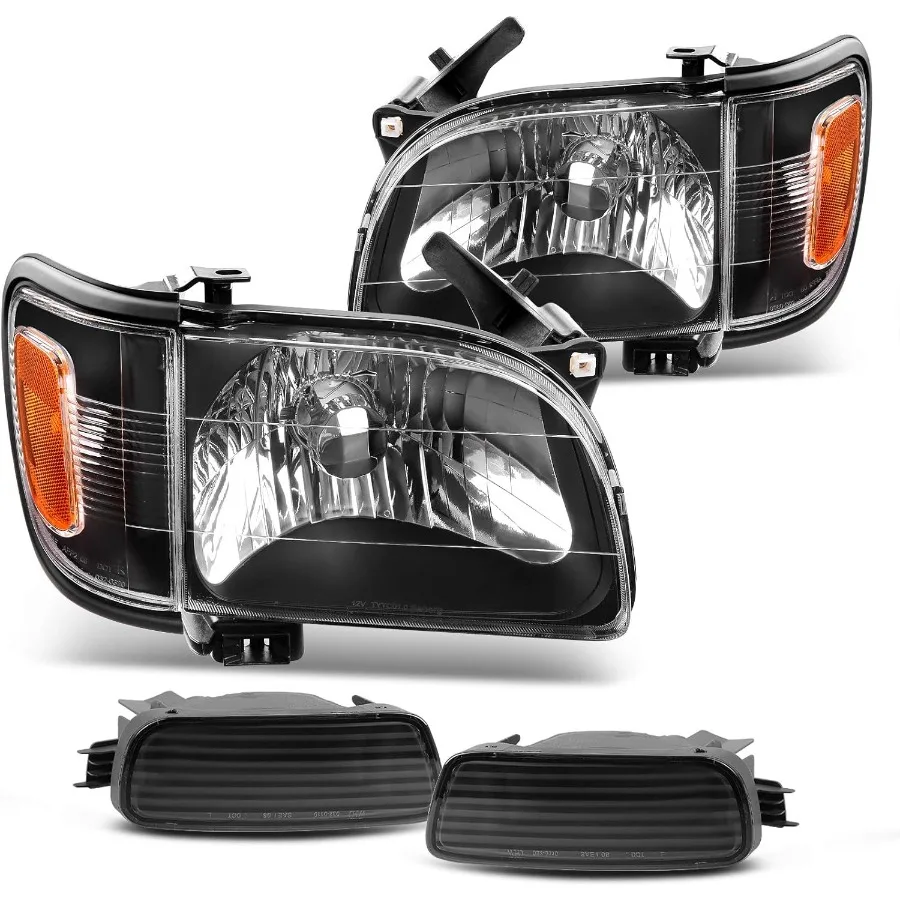 

Headlight Assembly Compatible with 2001 2002 2003 2004 Tacoma Black Housing Headlights Replacement with Bumper Lights for Passe