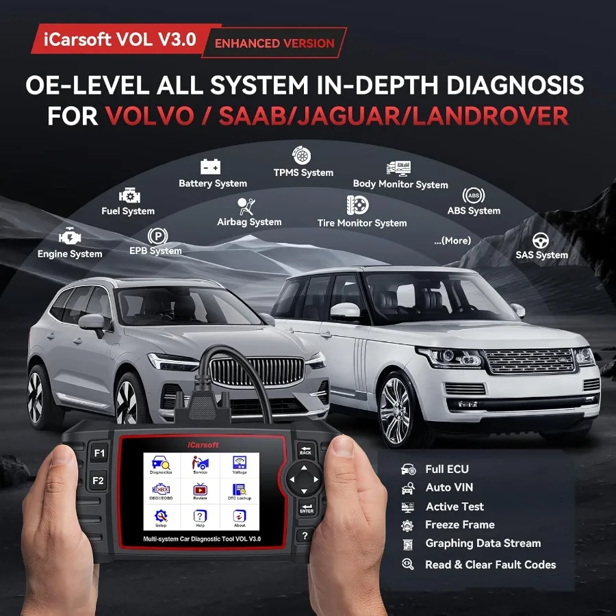 أداة تشخيصية ثنائية الاتجاه لسيارة لاند روفر وفولفو iCarsoft VOL V3.0 نسخة محسنة مع جميع الأنظمة النشطة الشاملة #2