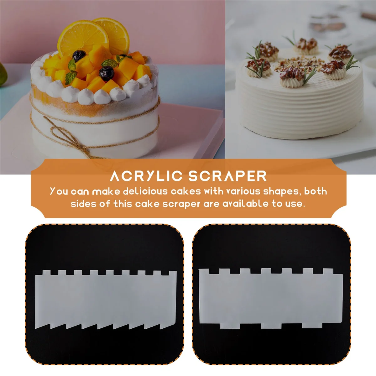 10 Pieces Acrylic Material Cake Scraper Edge Cake Scrapers Cake Smoother Carving Gadgets for Kitchen Baking Cake
