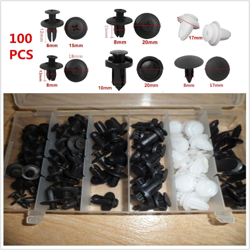 

100PCS Car Auto Push Pin Rivet Trim Clip Panel Body Interior Assortment Set For Volvo/BMW /GM /Ford /Toyota /Honda /Nissan