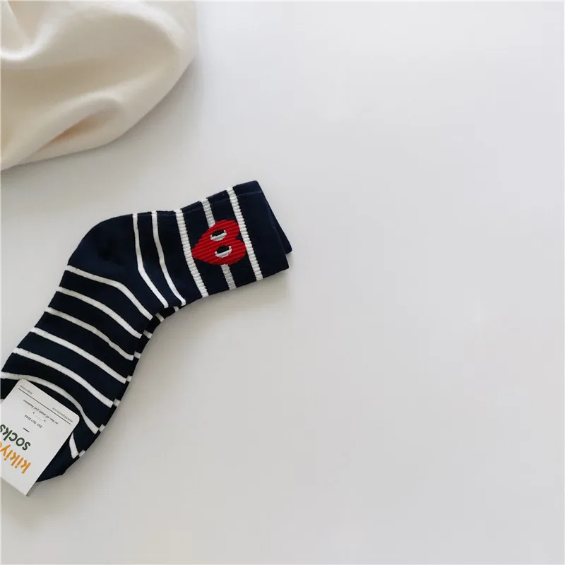 5Pair socks female Korean version black and white stripes polka dot solid color love fashion in the cylinder leisure sports wind