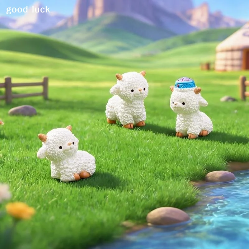 3Pcs Cute Mini Sheep Resin Figurine Lamb Ornament Micro Landscape Decor For DIY Fairy Garden Desktop Shelf Home Decor Craft