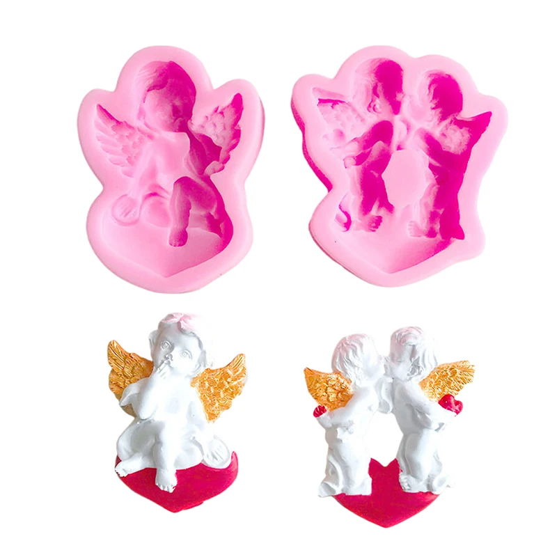 3D Angel Shape Silicone Mold DIY Cupcake Topper Fondant Baking Tools Chocolate Mold For Baby Birthday Party Cake Rim Decoration