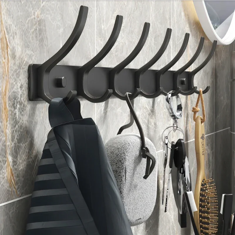 Black White Folding Robe Hooks Towel Hanger Nail Wall Rack Hooks Coat Clothes Holder for Bathroom Kitchen Accessories