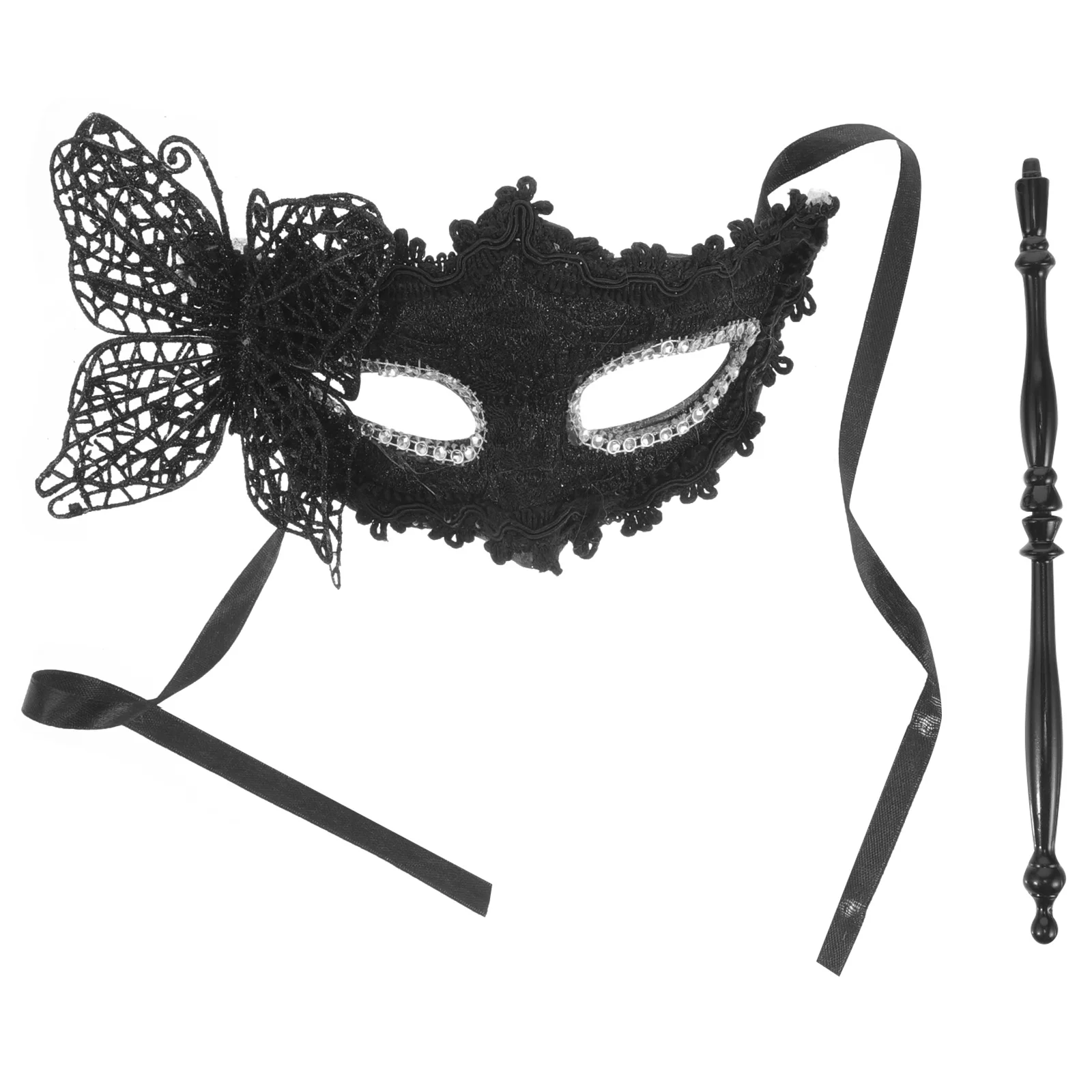 

Elegant Masquerade Mask with Stick Half Face Design for Adult Women Party Carnival Cosplay Stage Performance Decor