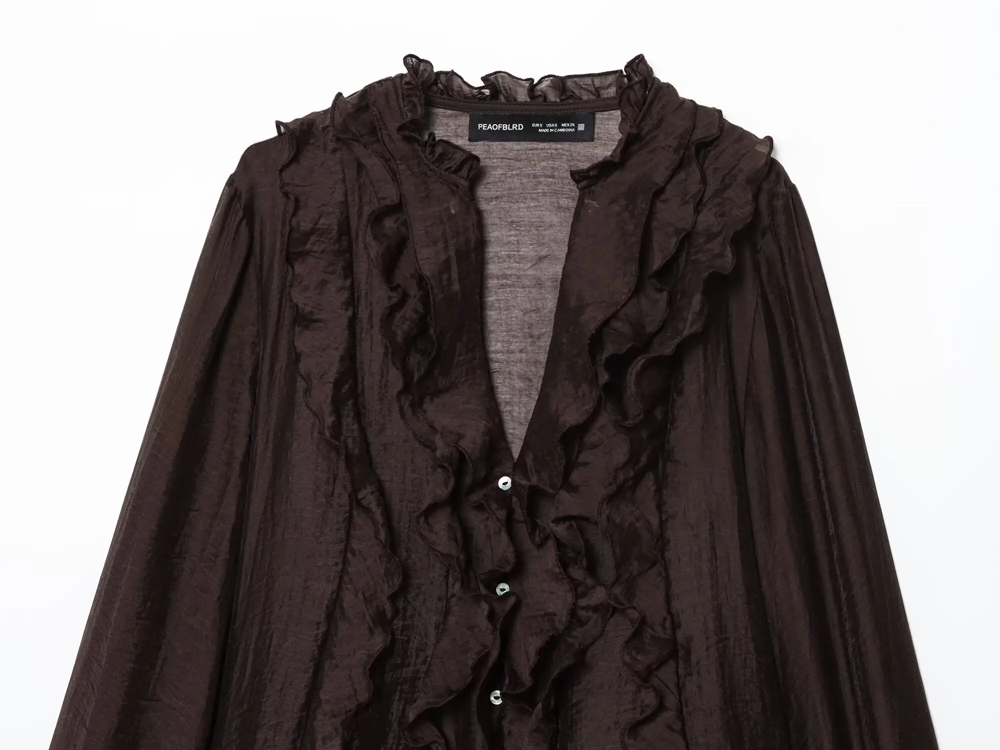 BSAY خريف جديد الملابس النسائية 2025 قميص أنيق غير رسمي بلون الطبقات الخامس الرقبة زر قميص بأكمام طويلة