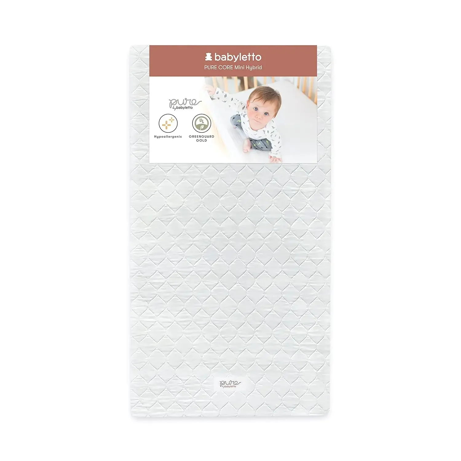 Pure Core Mini Crib Mattress, Hybrid Waterproof Cover, Lightweight, Greenguard Gold Certified