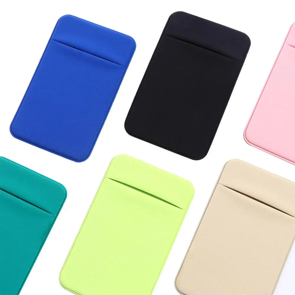 1PC Fashion Elastic Cell Phone Card Holder Mobile Phone Wallet Case Credit ID Card Holder Adhesive Sticker Pocket