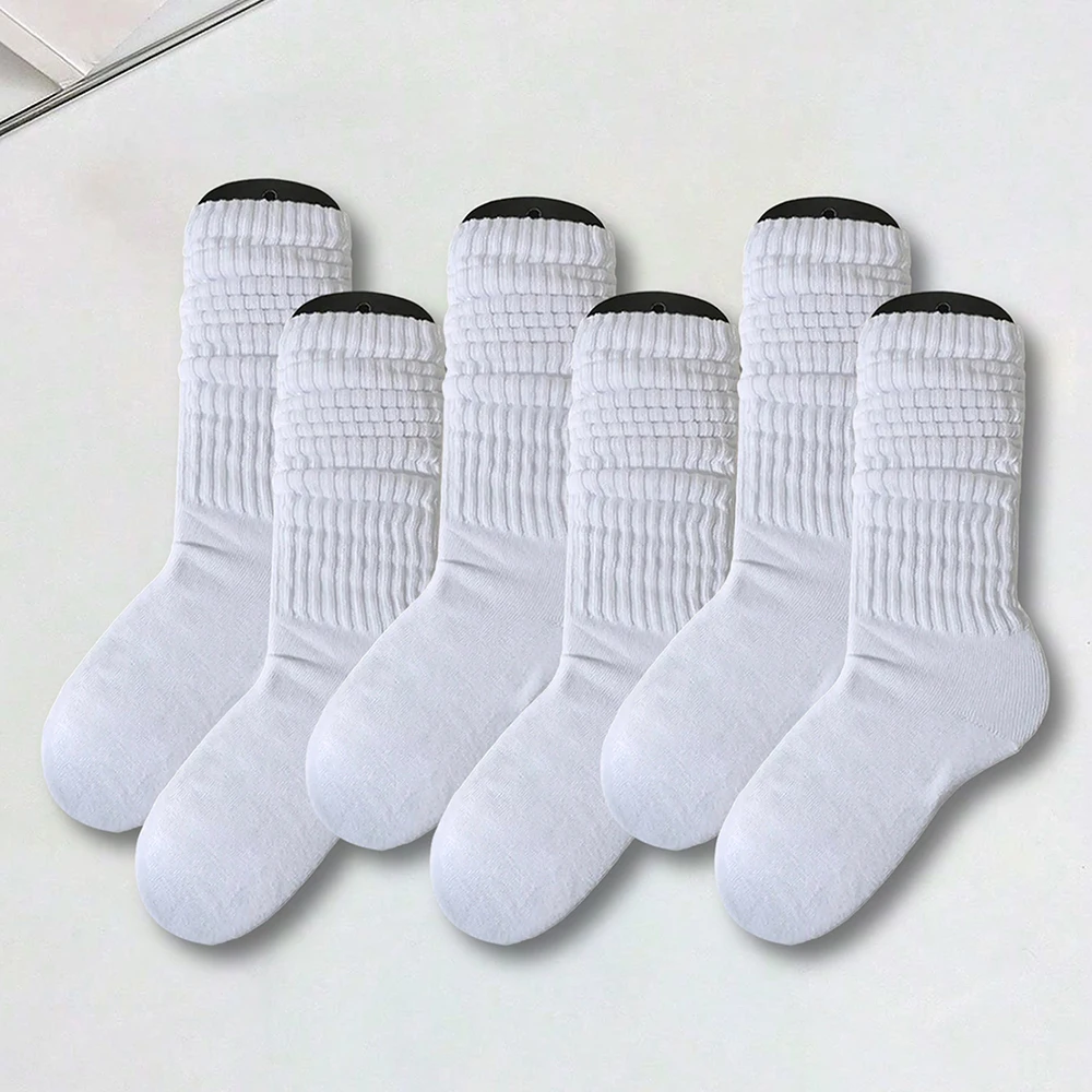 6 Pairs Pleated Mid Length Socks Women\'s Fashion Lolita Bubble Socks Comfort Non Pilling Autumn Versatile Girl Pleasure Socks