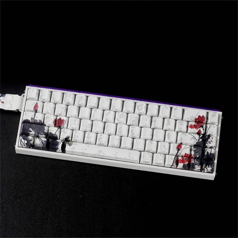  Ergonomic OEM Keycap Set with Plums Flower Theme PBT Construction Dyes Sublimated Graphics for 65% Mechanical Keyboards view 6