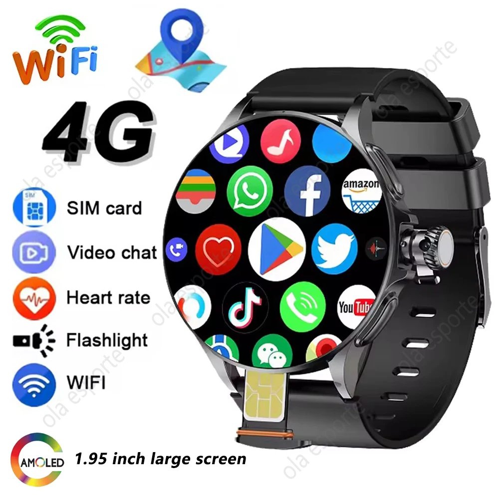 

2025 New GT200 Smart Watch Men Women AMOLED Display 4G+32G GPS HD Camera Video Call NFC 4G SIM Card Smartwatch For Android IOS
