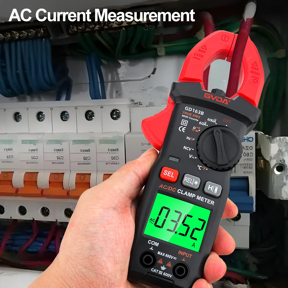 GVDA Digital Mini Clamp Meter Multimeter Auto Range AC/DC Voltage Tester True RMS Car Amps Hz Capacitance NCV Ohm Test Voltmeter