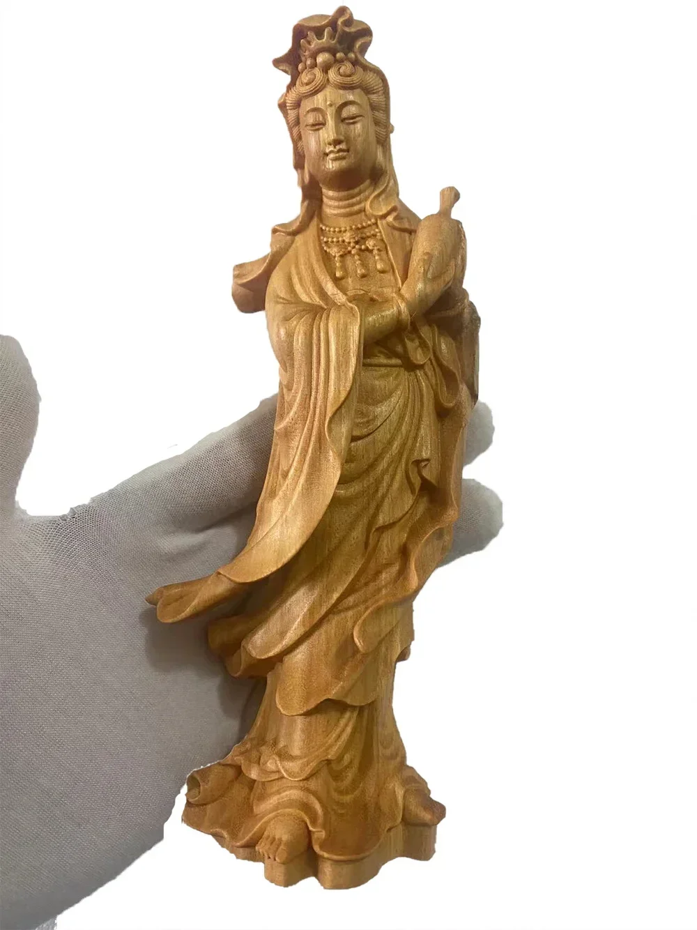 New solid wood carving Dripping Guanyin Buddha statue Wooden hand-carved High Quality Home Living Room Bedroom Feng Shui Statue