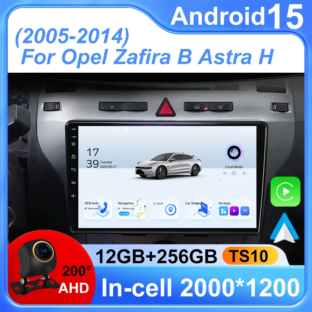 

Для Opel Astra H 2004-2014 Zafira B 2005-2014 2K QLED Android 15 Автомобильный радиоприемник Мультимедийный видеоплеер GPS AI Voice CarPlay 2DIN
