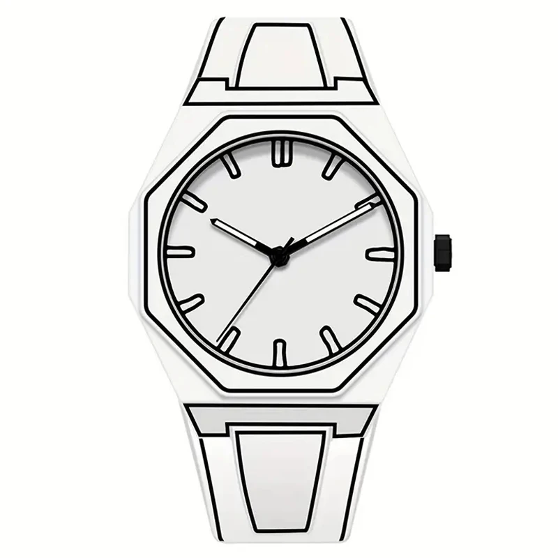 ชุดนาฬิกาควอทซ์ทรงกลมหรูหราสำหรับผู้ชาย 2 ชิ้น - เครื่องประดับทันสมัยสำหรับวันวาเลนไทน์ อีสเตอร์ รอมฎอน ฮาโลวีน คริสต์มาส ปีใหม่