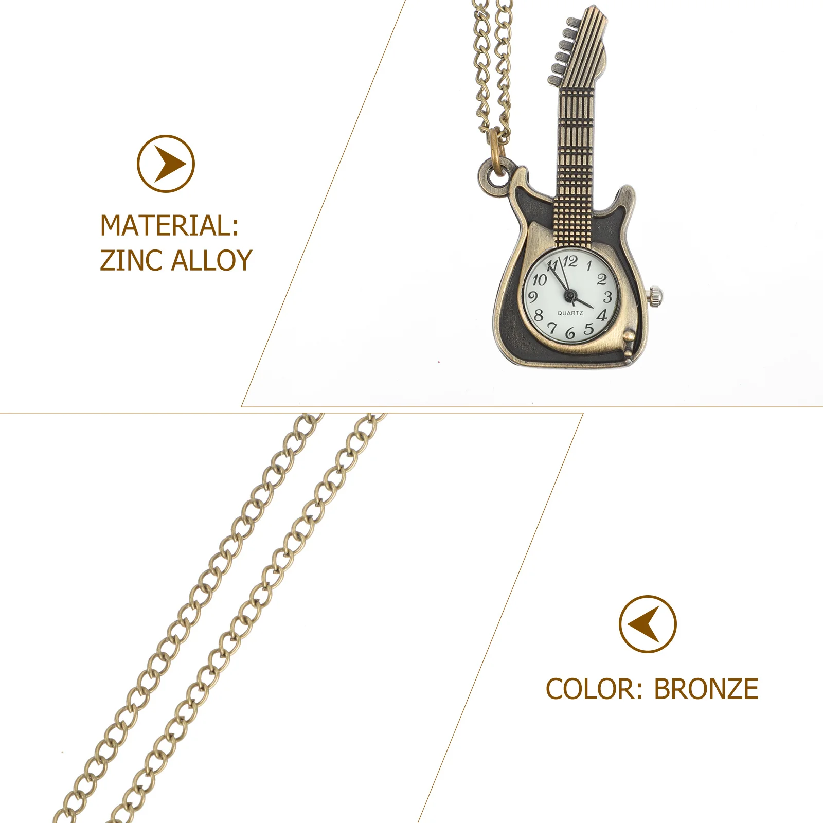 ساعة جيب كلاسيكية على شكل جيتار للرجال، حركة كوارتز دقيقة، خفيفة الوزن، سلسلة قلادة كلاسيكية، ساعة Steampunk هدية للأصدقاء #6