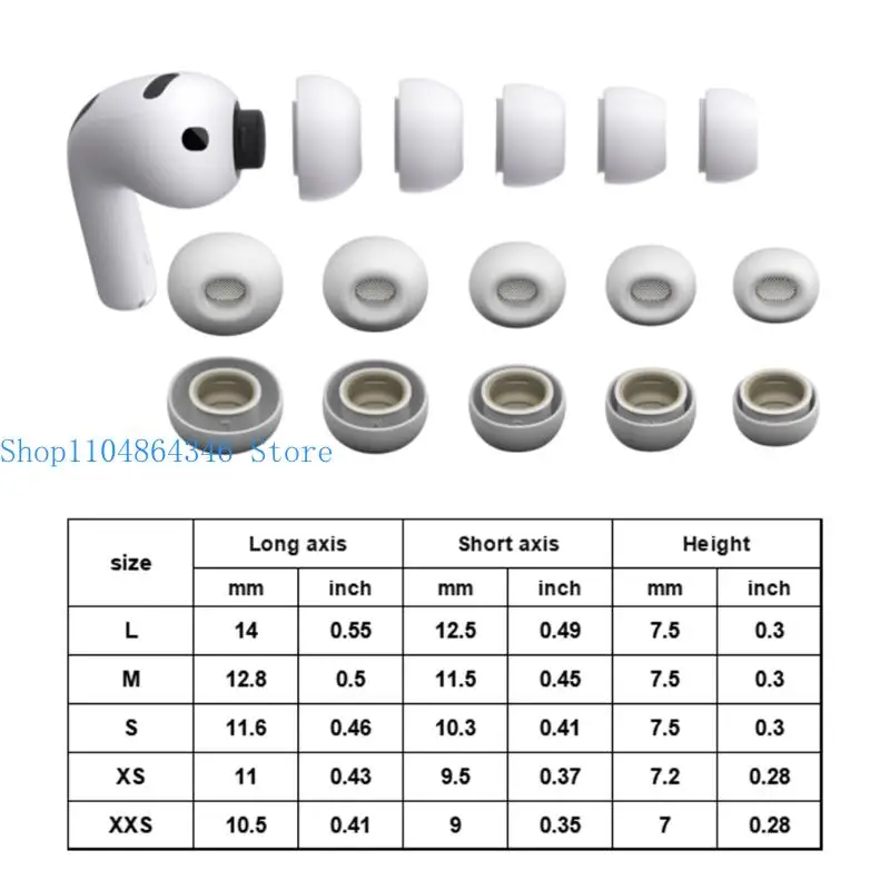 5asd 10Pcs Silicone In-Ear Earphone Case for Pro3 Covers Ear Caps Pads Earbuds Eartips with Storage Box