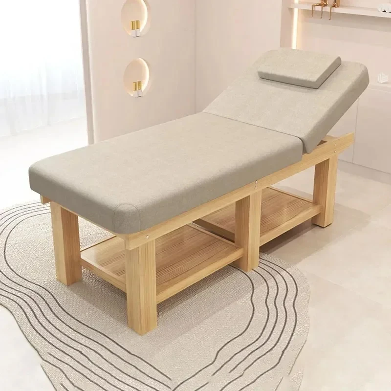 Modern Folding Massage Table Beauty Mat Sofa Wood Tattoo Eyelash Salon Massage Bed Full Body Commercial Salon Furniture H