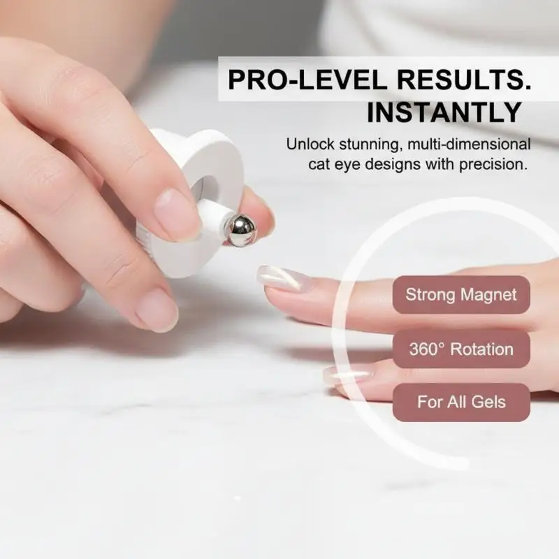 Rotating Cat Eye Nail Magnet Multifunctional Glass Bead Effect Wide Light Easy Use Nail Art Accessory for Manicure Lovers
