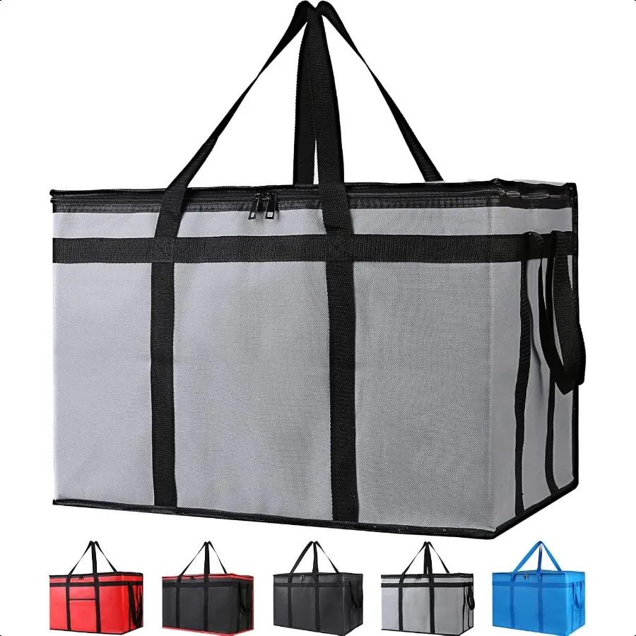 

Bodaon Insulated Food Delivery Bag for Hot and Cold Meal XXXLarge Grocery Tote Insulation Bag for Catering Pizza Warmer Grey 1P