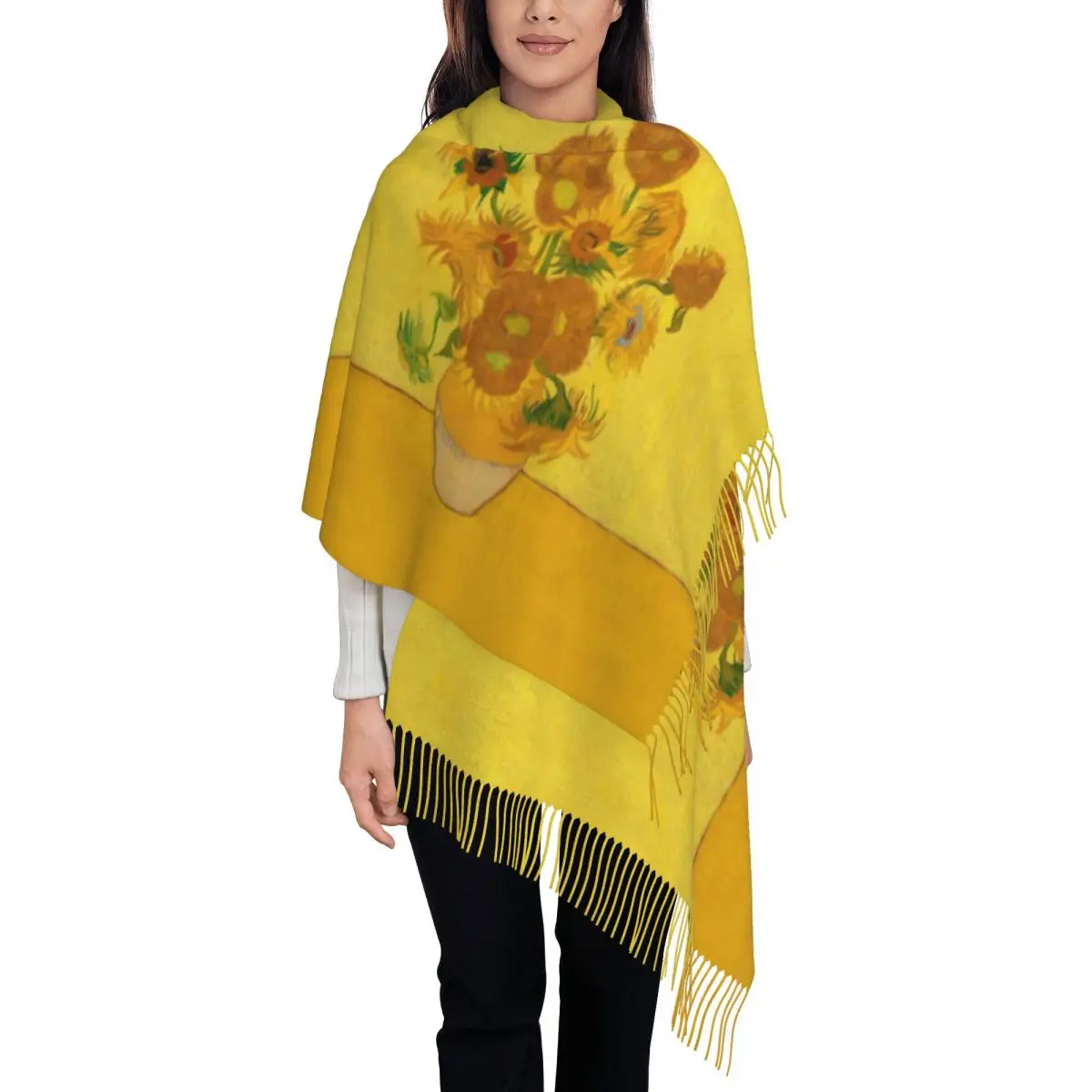 

Custom Print Vincent Van Gogh Sunflowers Scarf Women Men Winter Warm Scarves Sun Flowers Shawl Wrap
