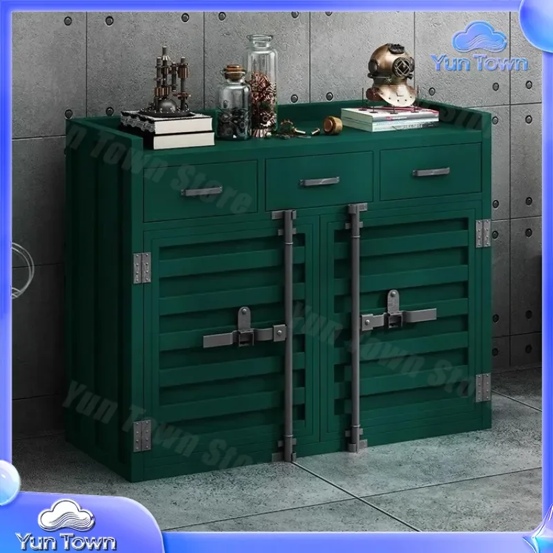 Tea Cabinet for Kitchen Storage Locker Container Pantry Organizer Industrial Style Wrought Iron Dining Side Cabinet Home