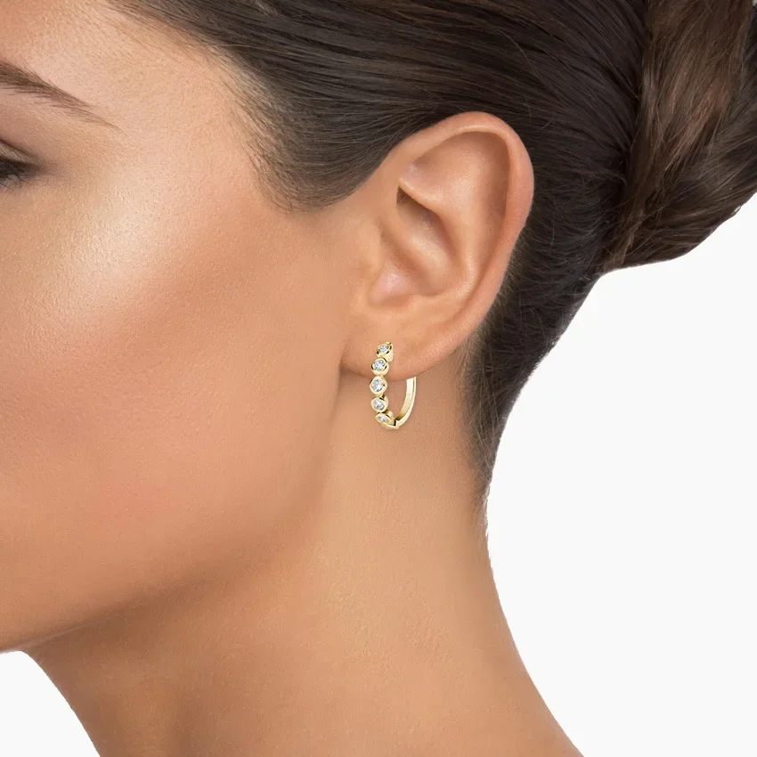 Moissanite Diamond Hoop Earrings 925 Sterling Silver for Women White Gold Plated/18k Gold Plated Fashion Simple Ear Fine Jewelry