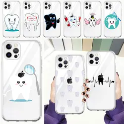 Dentist Teeth Tooth Cute Funda Phone Case For iPhone 15 14 13 11 12 Pro Max X XR XS 7 8 Plus SE Silicone Clear Luxury Cover