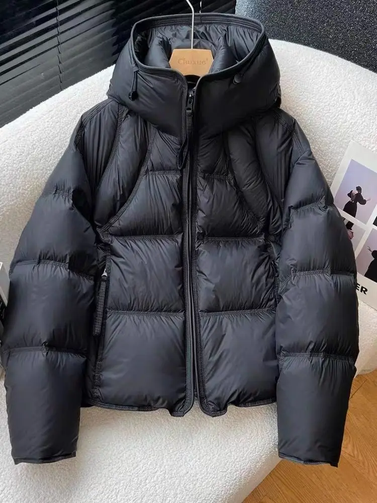 Short Cloud Puff Hooded Women Fall Winter Korean Design Fashion Cotton Parkas Coat Casual Warm Cozy Trendy Outdoor Soft Chic