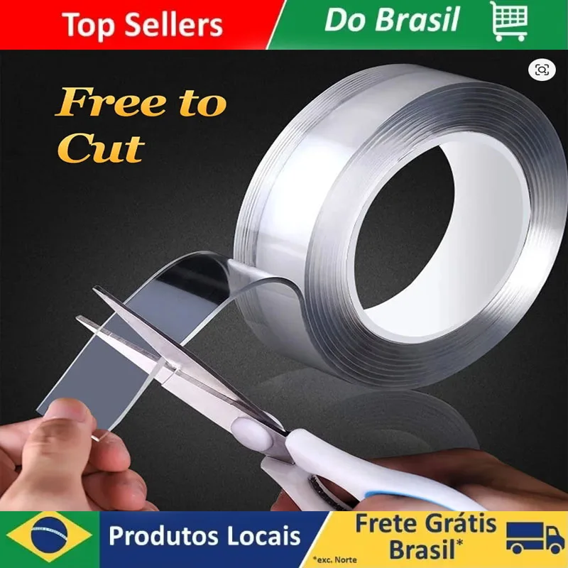 Fita nano de 5m, fita dupla face sem rastros, transparente, sem vestígios, reutilizável, à prova d'água, fita adesiva lavável para casa, gekkotape