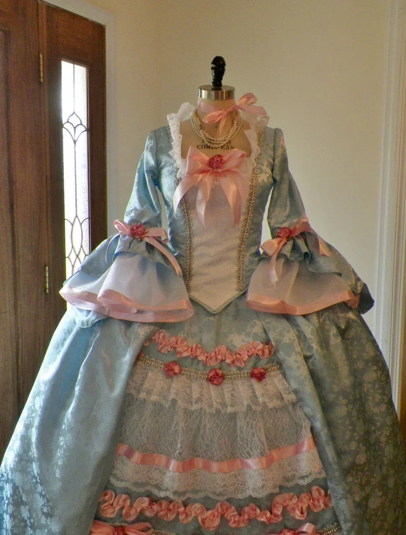 Cosplaydiy Marie Antoinette Dress Costume Blue Pink Dress Venice Carnival Costume Ball Gown Halloween Dress Mardi Gras Costume