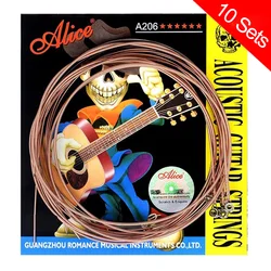 10 Sets Acoustic Guitar Strings Alice 206 Guitar Strings Phosphor Bronze Coated Stainless Steel Guitar Strings