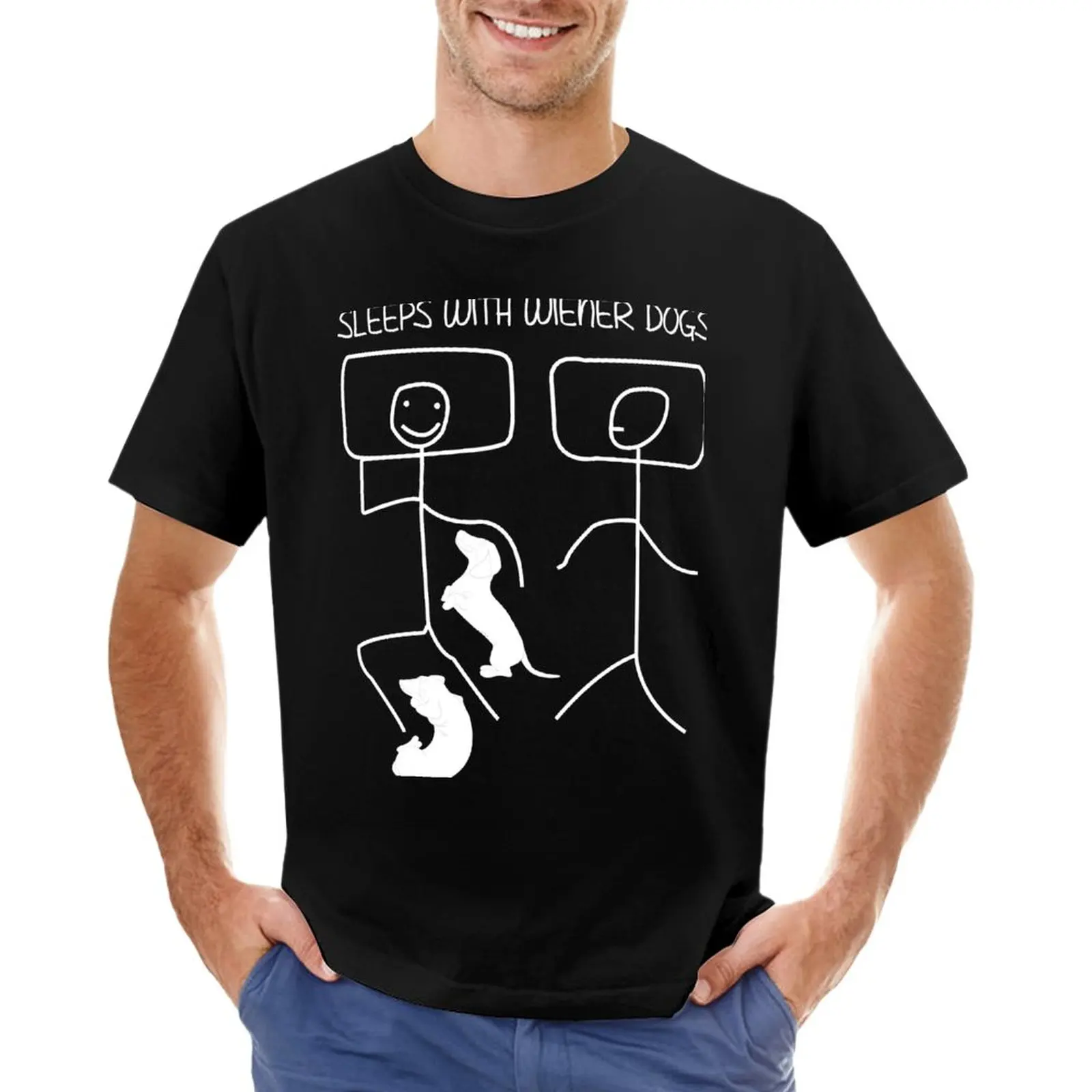 

Sleeps With Wiener Dogs T-Shirt sublime funnys plain quick drying plain t shirts men