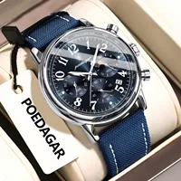 Reloj de pulsera POEDAGAR militar de lujo para hombre, cronógrafo luminoso resistente al agua con fecha, reloj de cuarzo para hombre, relojes deportivos de cuero de nailon para hombre