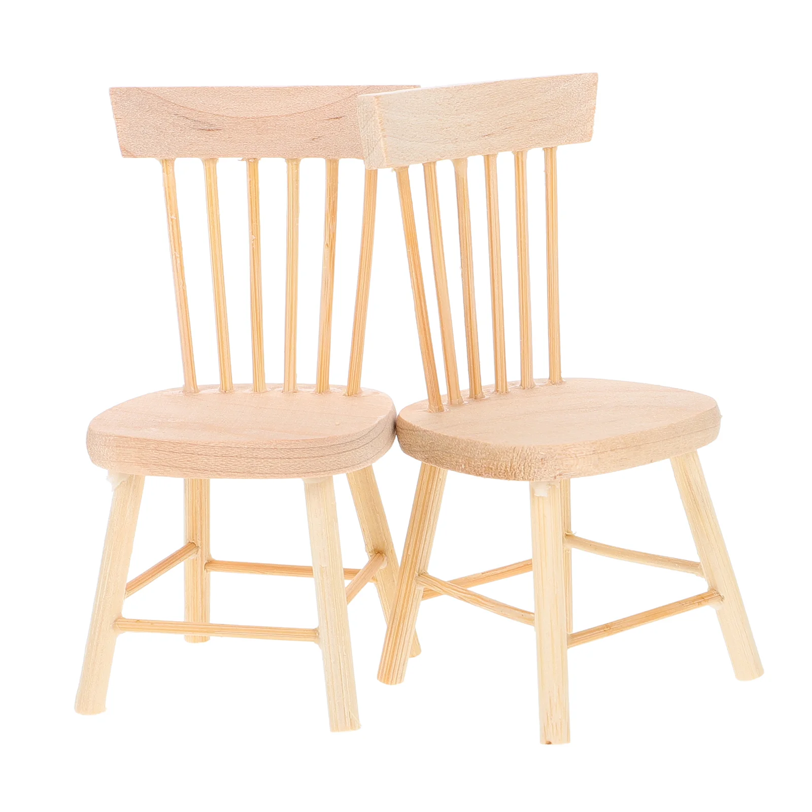 2 Pcs Dollhouse Chair Small Wooden Furniture Ornament Highchair Kids Toys Model Seat Tiny