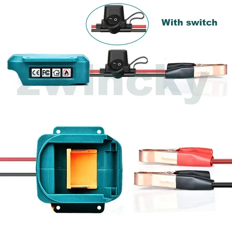 For Makita/Milwaukee/Dewalt 18V Li-ion Battery Jump Starter Automotive Booster Cable Tool DIY Converter with Fuse Switch Adapter