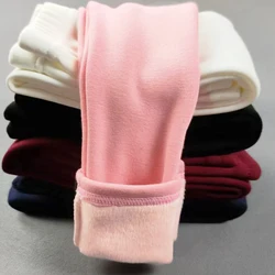 Children's Pants, Girls'  Tight And Warm Leggings, Velvet Thickened Pink Dark Gray Black Clothes,  Boys' Small Foot Pencil Pants